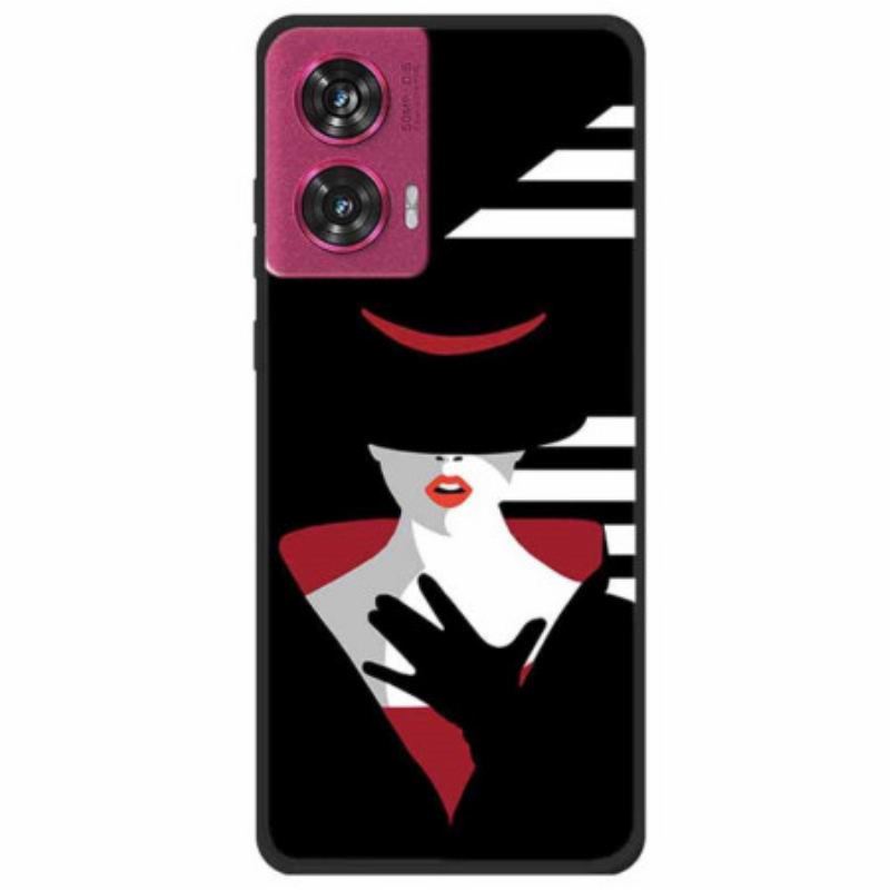 Cover Motorola Edge 50 Fusion Telefon Etui Dame I Den Sorte Hat