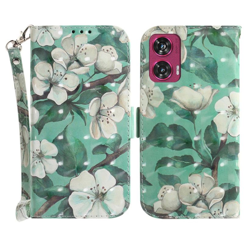 Flip Cover Motorola Edge 50 Fusion Akvarelblomster Med Rem