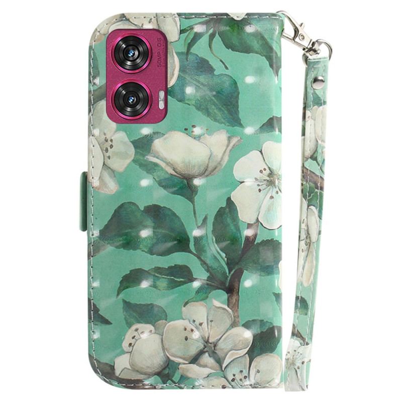 Flip Cover Motorola Edge 50 Fusion Akvarelblomster Med Rem