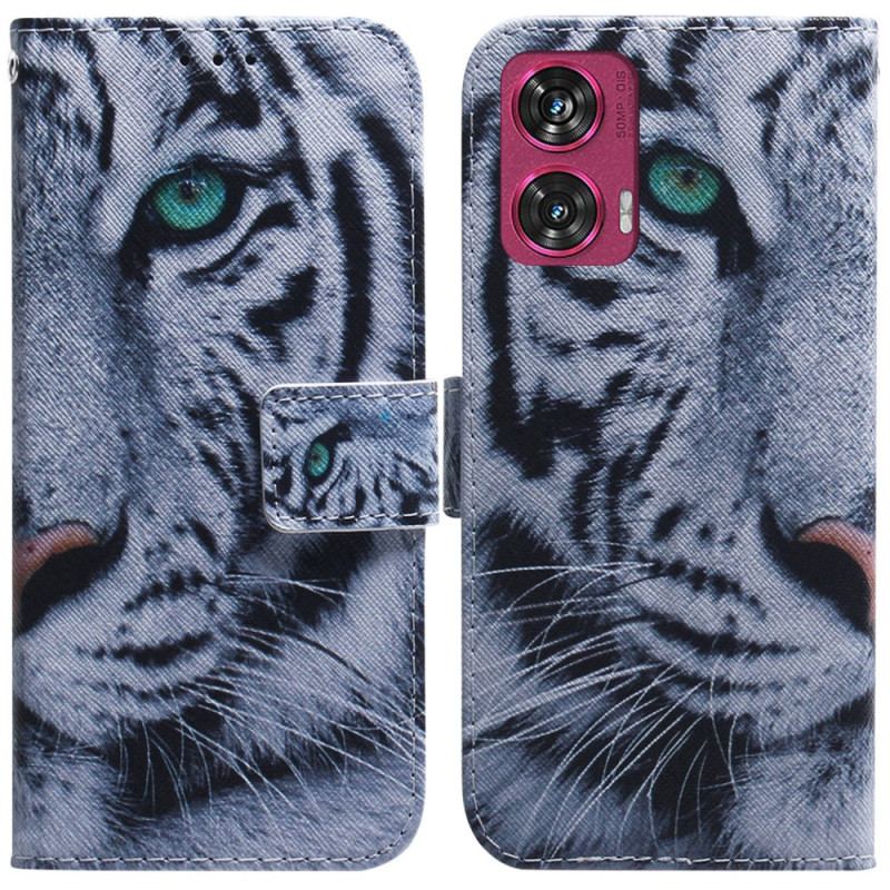 Flip Cover Motorola Edge 50 Fusion Hvid Tiger