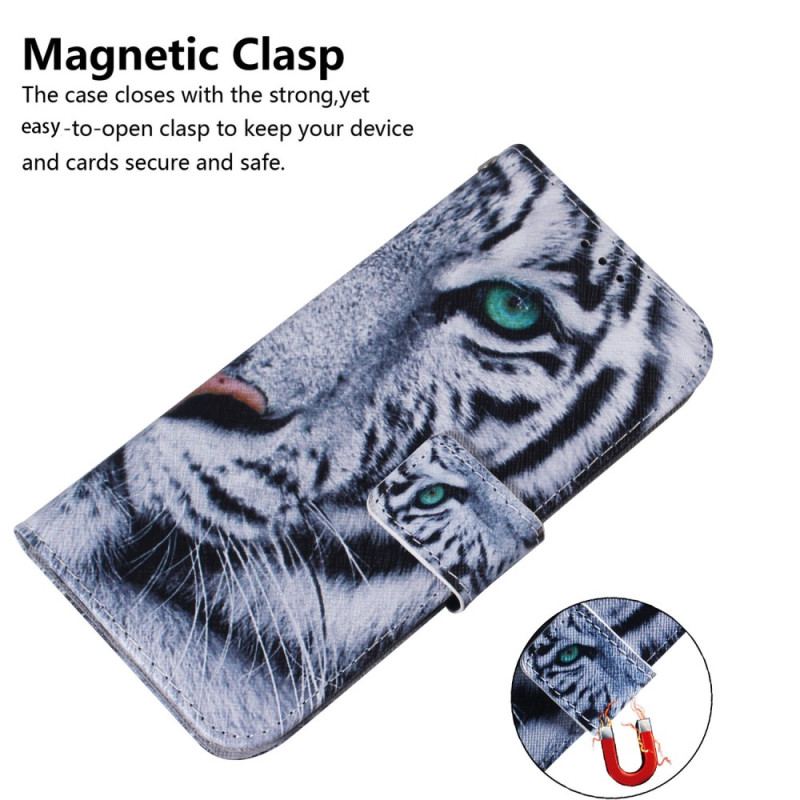 Flip Cover Motorola Edge 50 Fusion Hvid Tiger