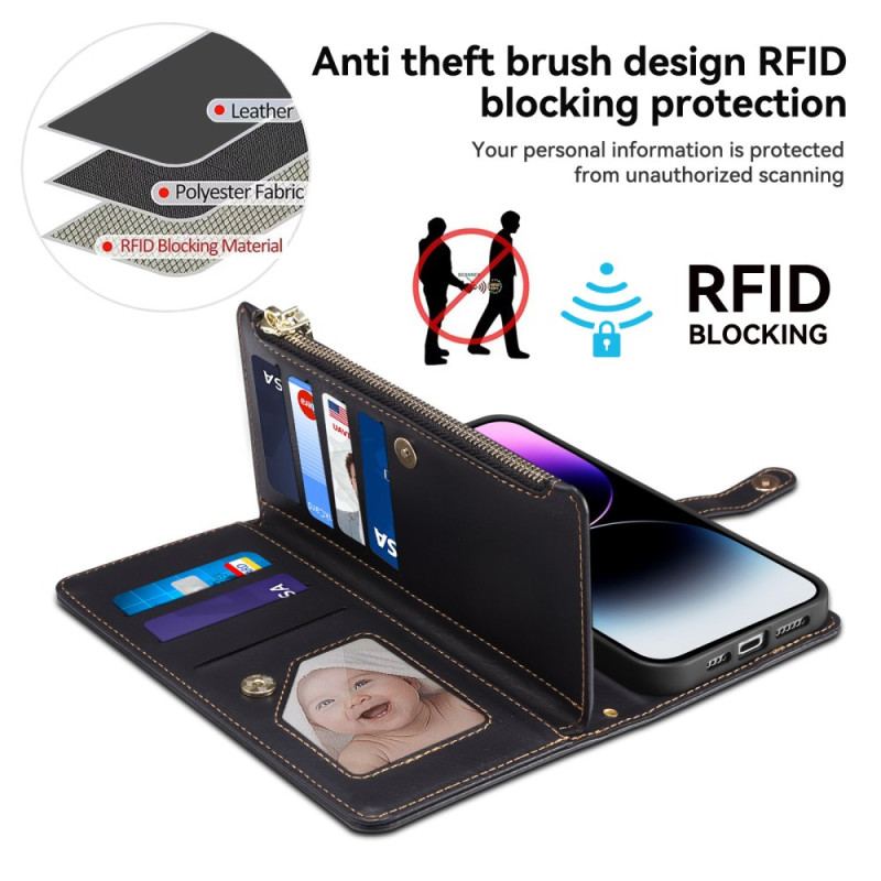 Flip Cover Motorola Edge 50 Fusion Rfid-blokerende Snor Og Skulderrem Eseble