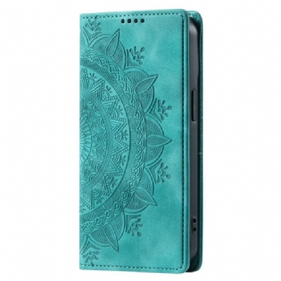 Læder Cover Motorola Edge 50 Fusion Telefon Etui Mandala Ruskindseffekt