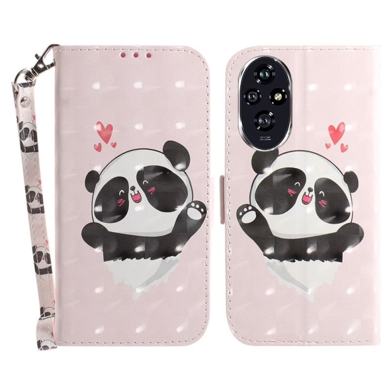 Læder Cover Honor 200 Telefon Etui Panda Love