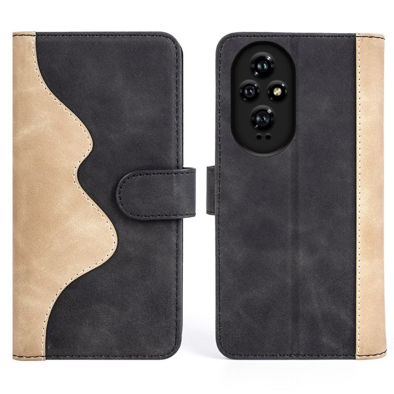 Læder Cover Honor 200 Telefon Etui Tofarvet Design