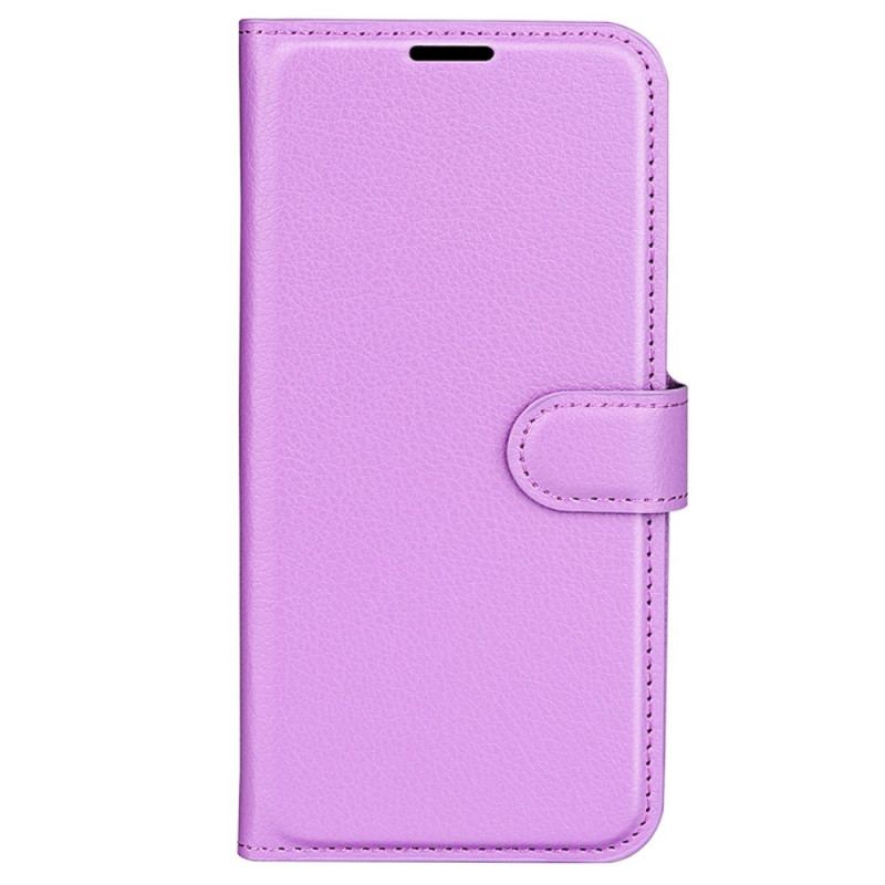 Flip Cover Oppo Reno 12f 5g Klassisk Litchi Imiteret Læder