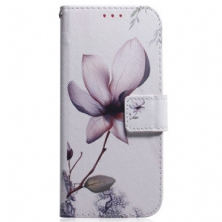 Flip Cover Oppo Reno 12f 5g Lyserød Blomst