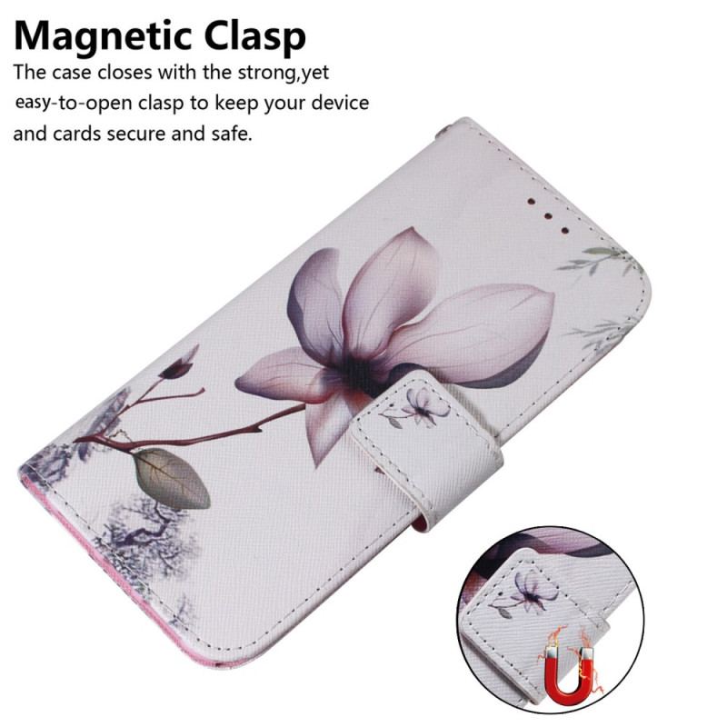 Flip Cover Oppo Reno 12f 5g Lyserød Blomst