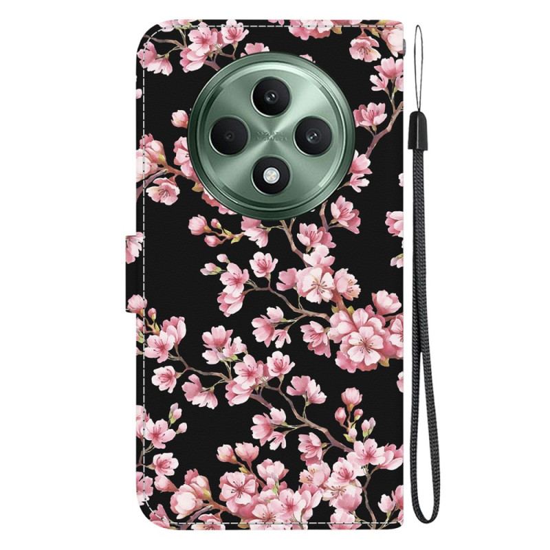 Læder Cover Oppo Reno 12f 5g Blommeblomster Med Rem