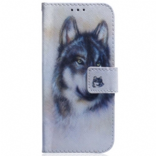 Læder Cover Oppo Reno 12f 5g Telefon Etui Akvarelhund