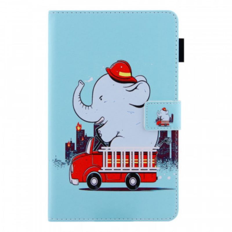 Læder Cover Samsung Galaxy Tab A8 (2021) Brandmand Elefant