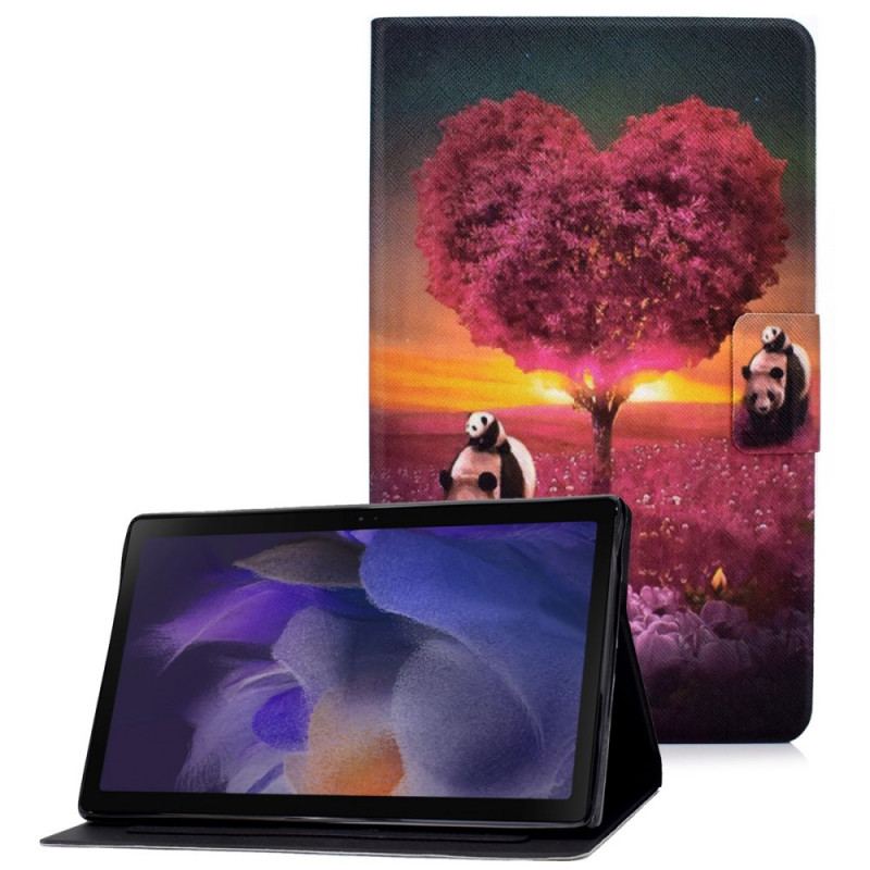 Læder Cover Samsung Galaxy Tab A8 (2021) Panda Hjerte