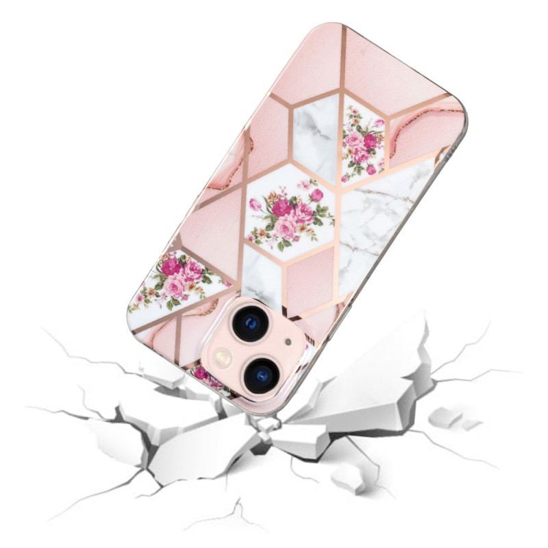 Cover iPhone 15 Plus Blomstermarmor