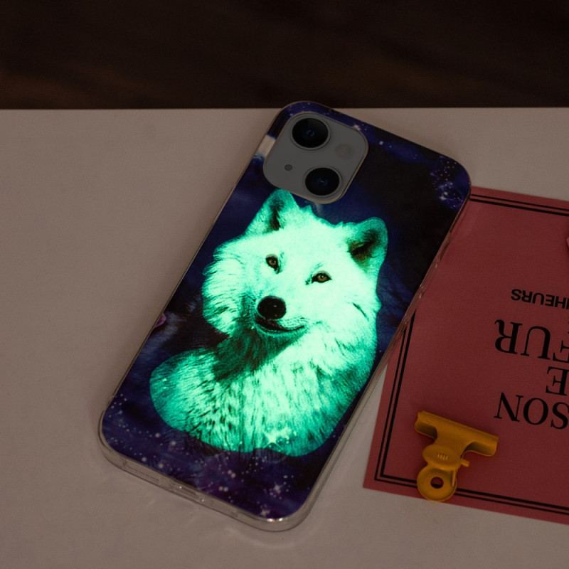 Cover iPhone 15 Plus Fluorescerende Hvid Ulv