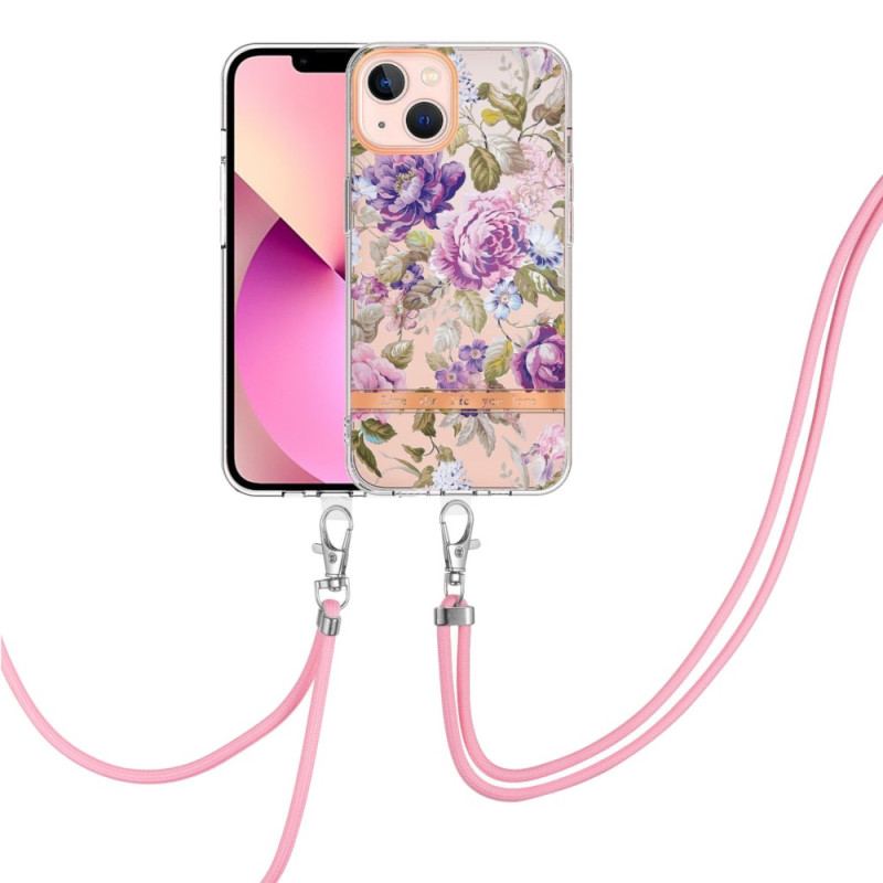 Cover iPhone 15 Plus Med Snor Cordon Blomster