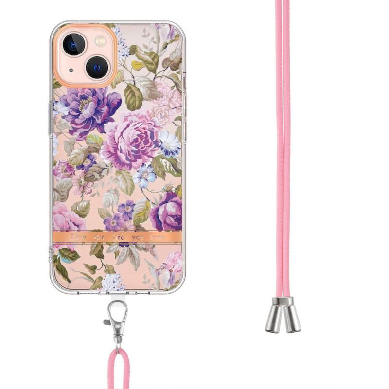 Cover iPhone 15 Plus Med Snor Cordon Blomster