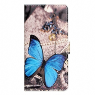 Flip Cover iPhone 15 Plus Blå Sommerfugl