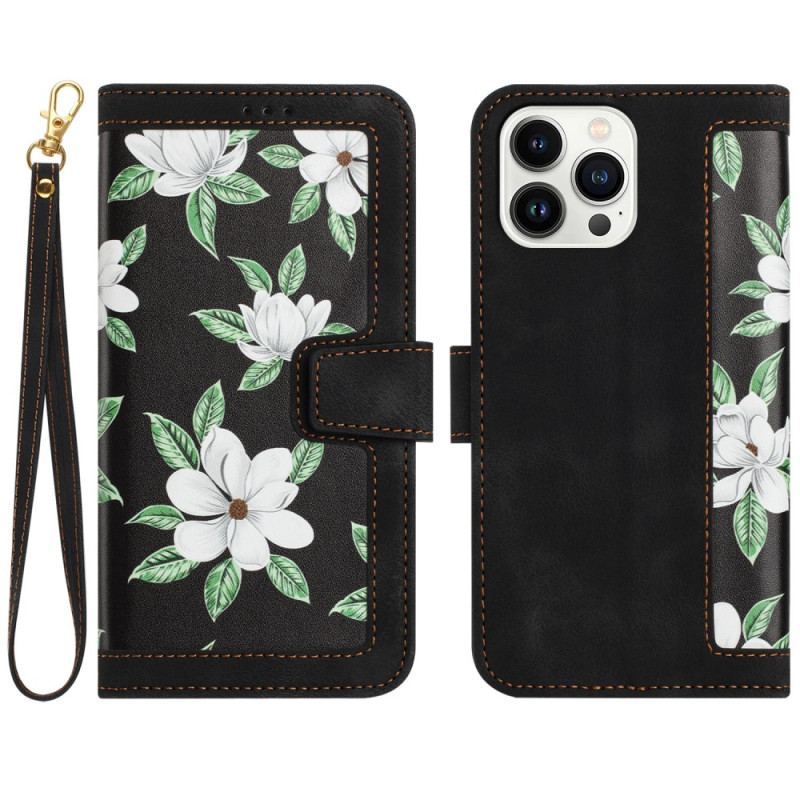 Flip Cover iPhone 15 Plus Luksusblomster