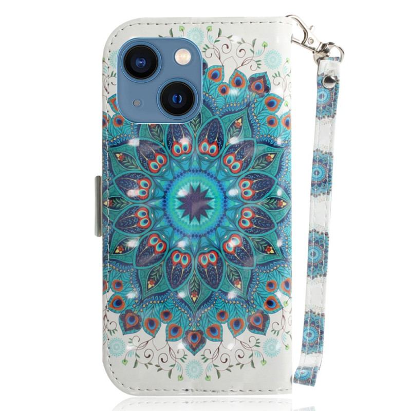 Flip Cover iPhone 15 Plus Med Snor Mandala Med Rem