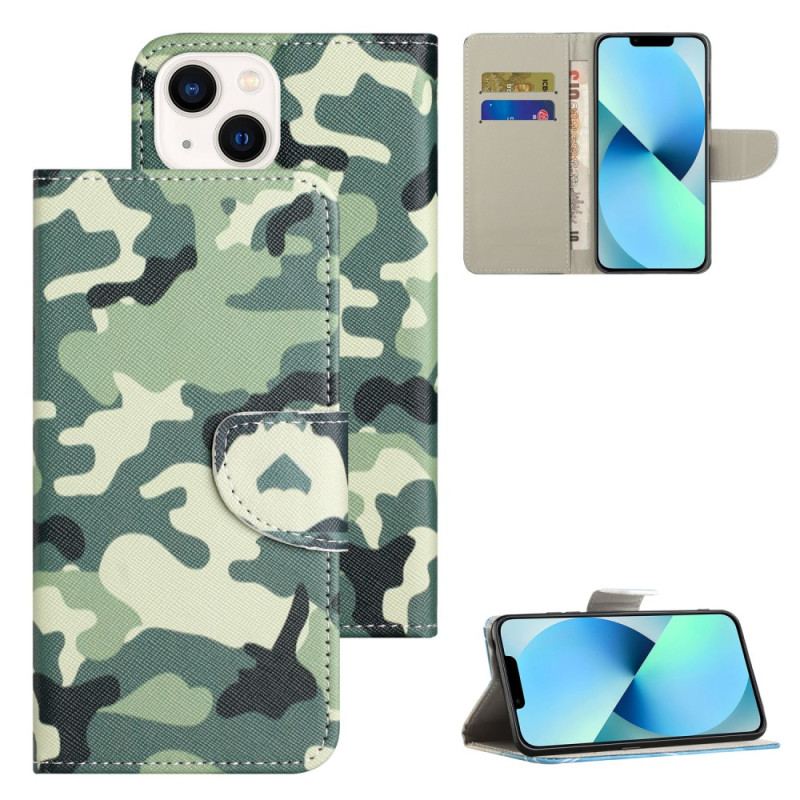 Flip Cover iPhone 15 Plus Militær Camouflage