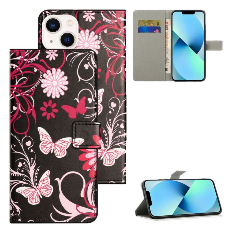 Flip Cover iPhone 15 Plus Smukke Sommerfugle