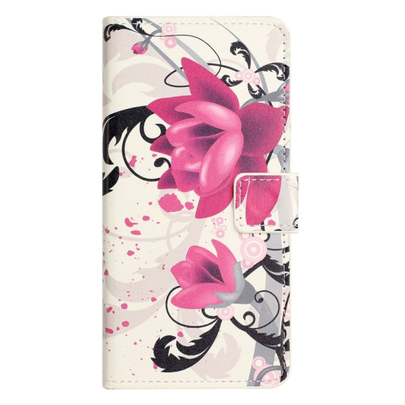 Flip Cover iPhone 15 Plus Tropiske Blomster