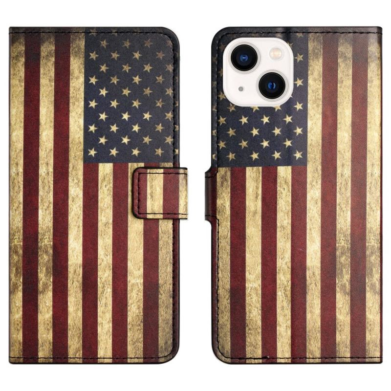 Flip Cover iPhone 15 Plus Vintage Usa Flag