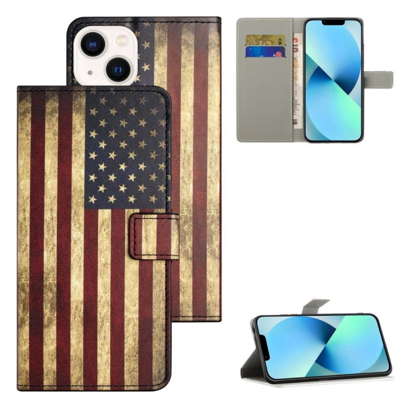 Flip Cover iPhone 15 Plus Vintage Usa Flag