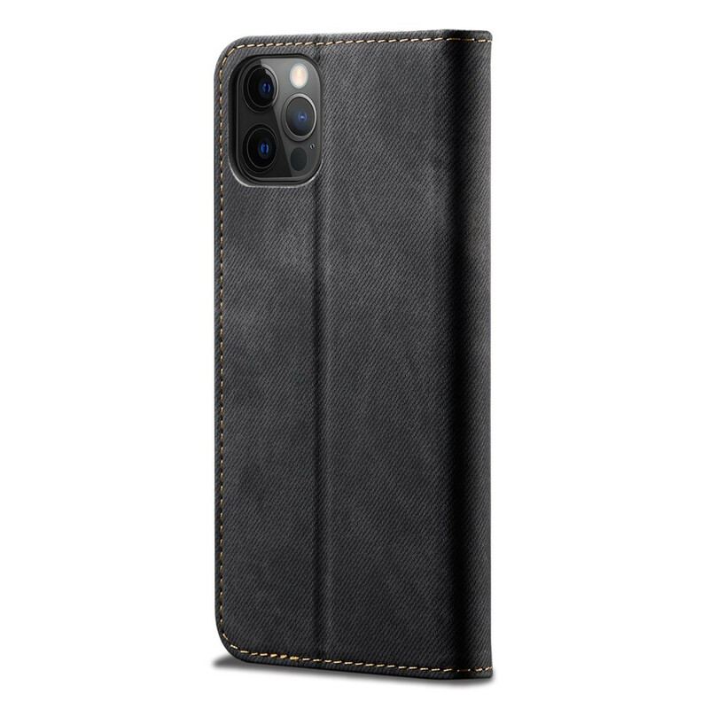 Cover iPhone 13 Pro Max Flip Cover Tekstur På Jeans I Imiteret Læder