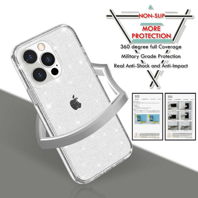 Cover iPhone 13 Pro Max Gennemsigtige Pailletter