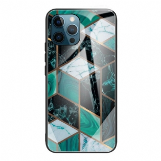 Cover iPhone 13 Pro Max Geometri Marmor Hærdet Glas