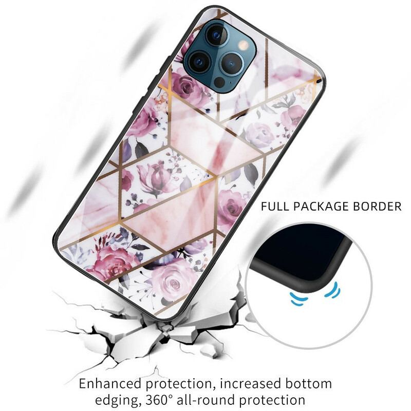 Cover iPhone 13 Pro Max Geometri Marmor Hærdet Glas