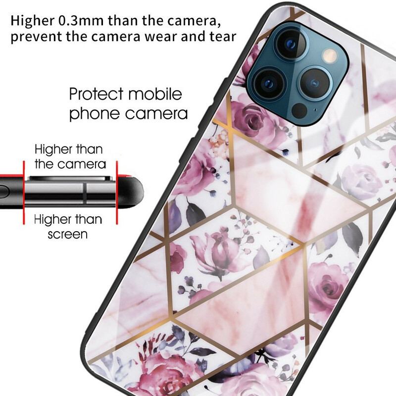 Cover iPhone 13 Pro Max Geometri Marmor Hærdet Glas