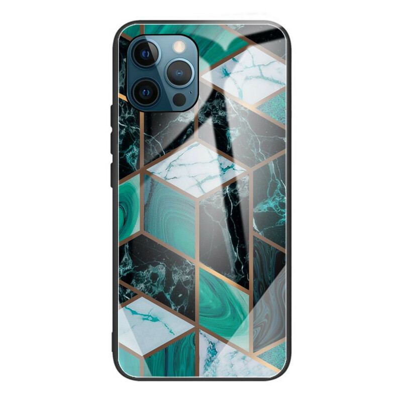 Cover iPhone 13 Pro Max Geometri Marmor Hærdet Glas