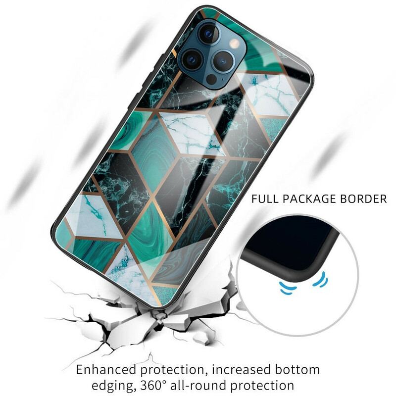 Cover iPhone 13 Pro Max Geometri Marmor Hærdet Glas