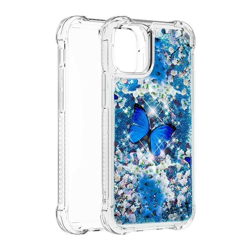 Cover iPhone 13 Pro Max Glitter Blå Sommerfugle