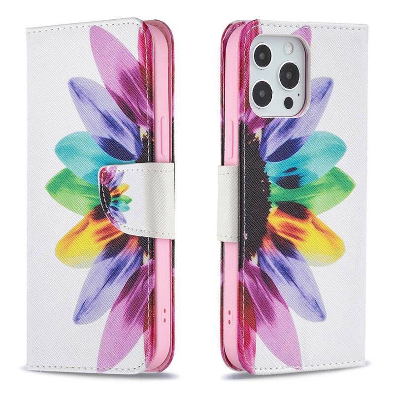 Flip Cover iPhone 13 Pro Max Akvarel Blomst