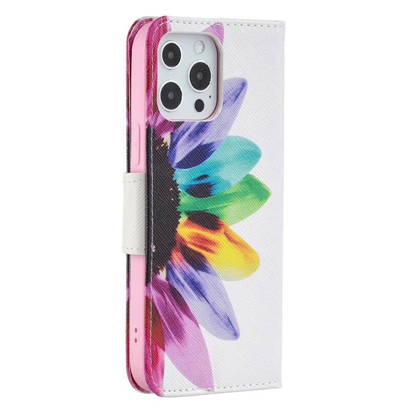 Flip Cover iPhone 13 Pro Max Akvarel Blomst