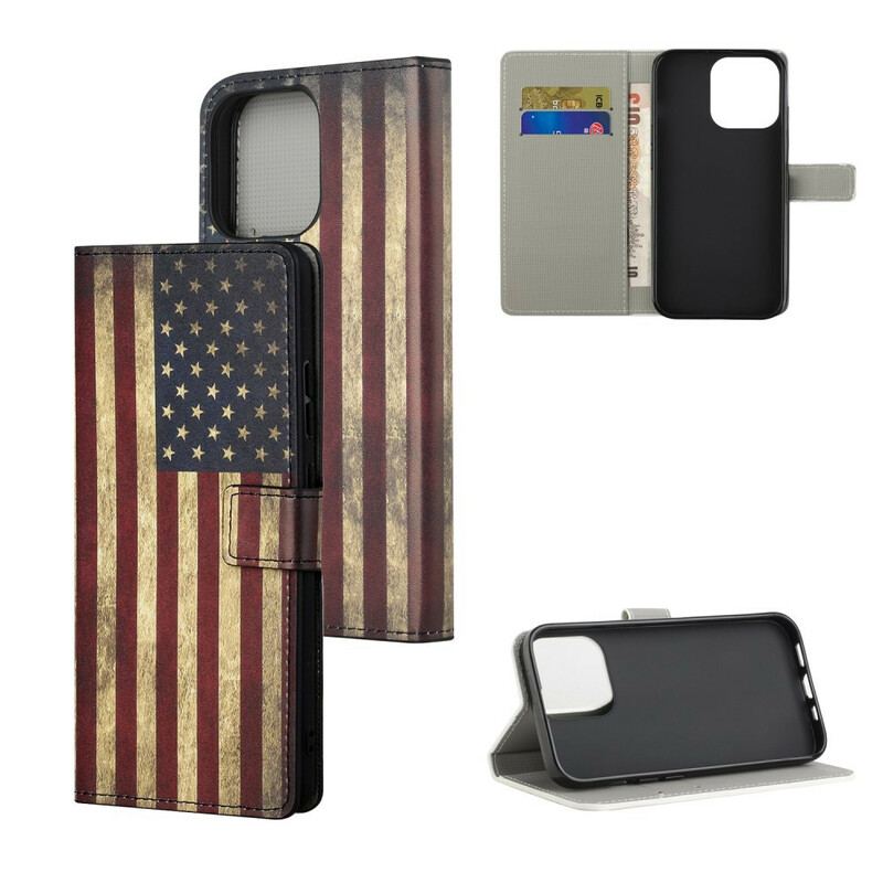 Flip Cover iPhone 13 Pro Max Amerikansk Flag