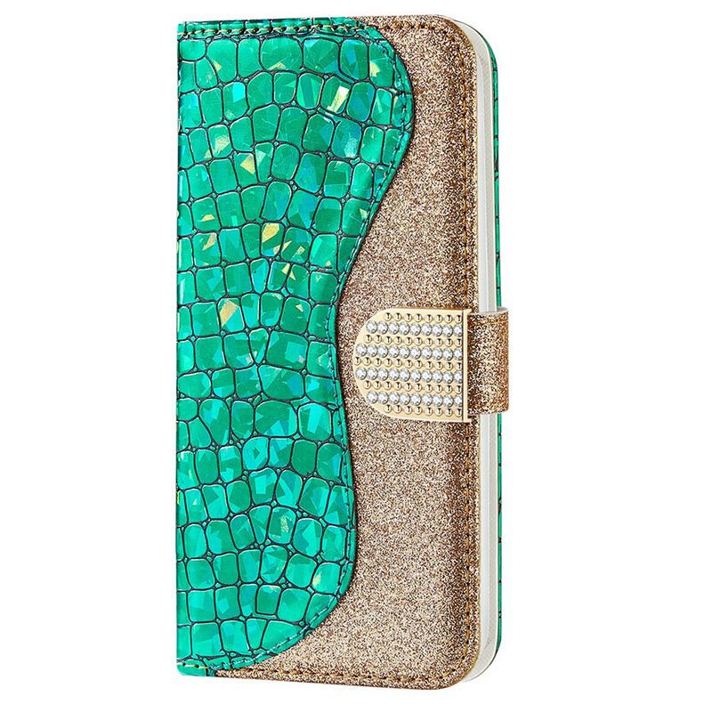 Flip Cover iPhone 13 Pro Max Krokodille Diamanter