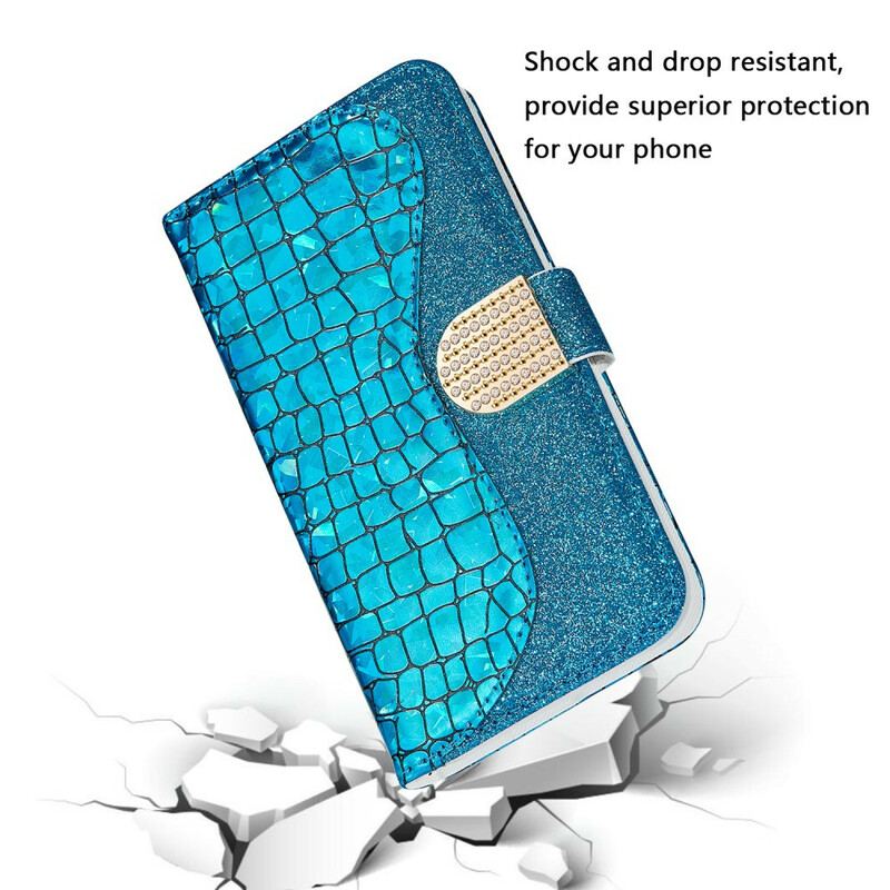 Flip Cover iPhone 13 Pro Max Krokodille Diamanter