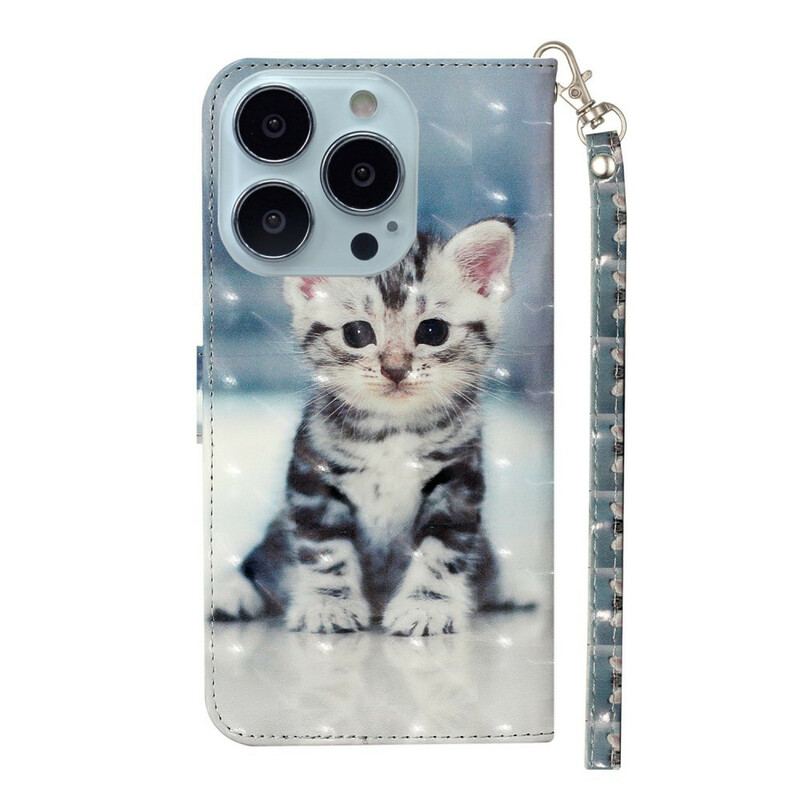 Flip Cover iPhone 13 Pro Max Med Snor Kitten Light Spots Med Rem