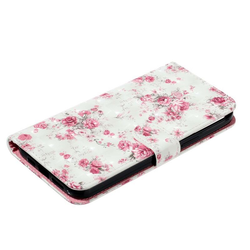 Flip Cover iPhone 13 Pro Max Med Snor Strap Light Spot Flowers