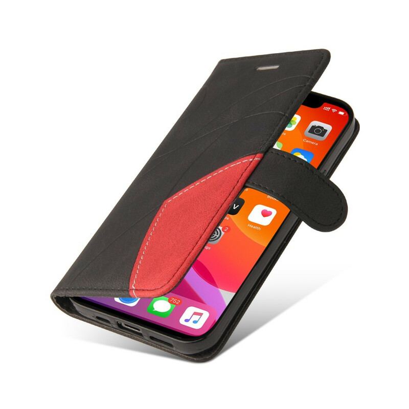 Flip Cover iPhone 13 Pro Max Tofarvet Signatur Imiteret Læder