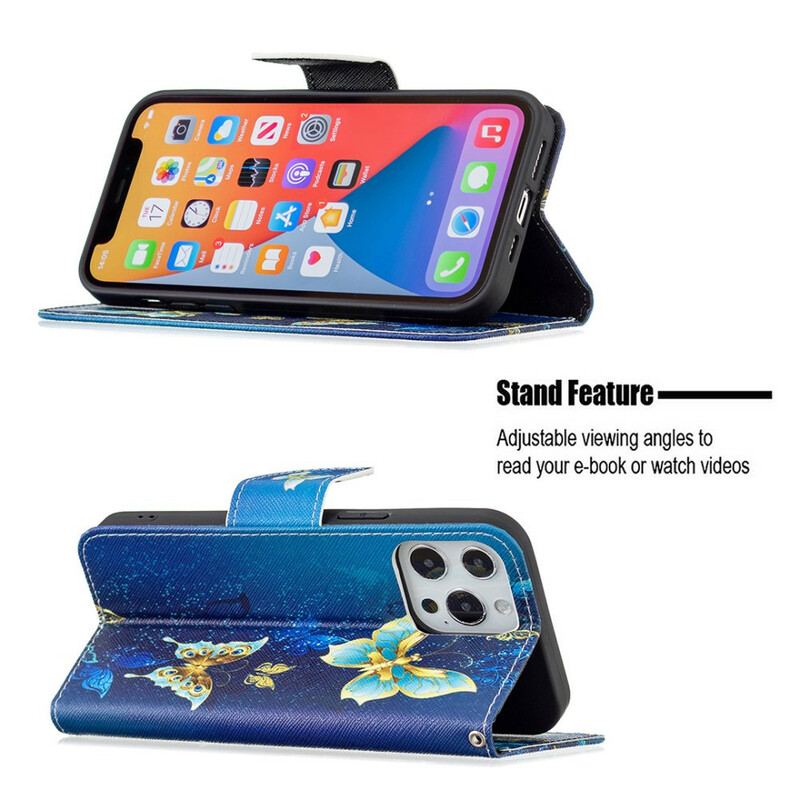 Flip Cover iPhone 13 Pro Max Utrolige Sommerfugle