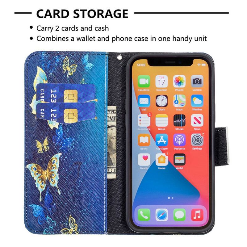 Flip Cover iPhone 13 Pro Max Utrolige Sommerfugle