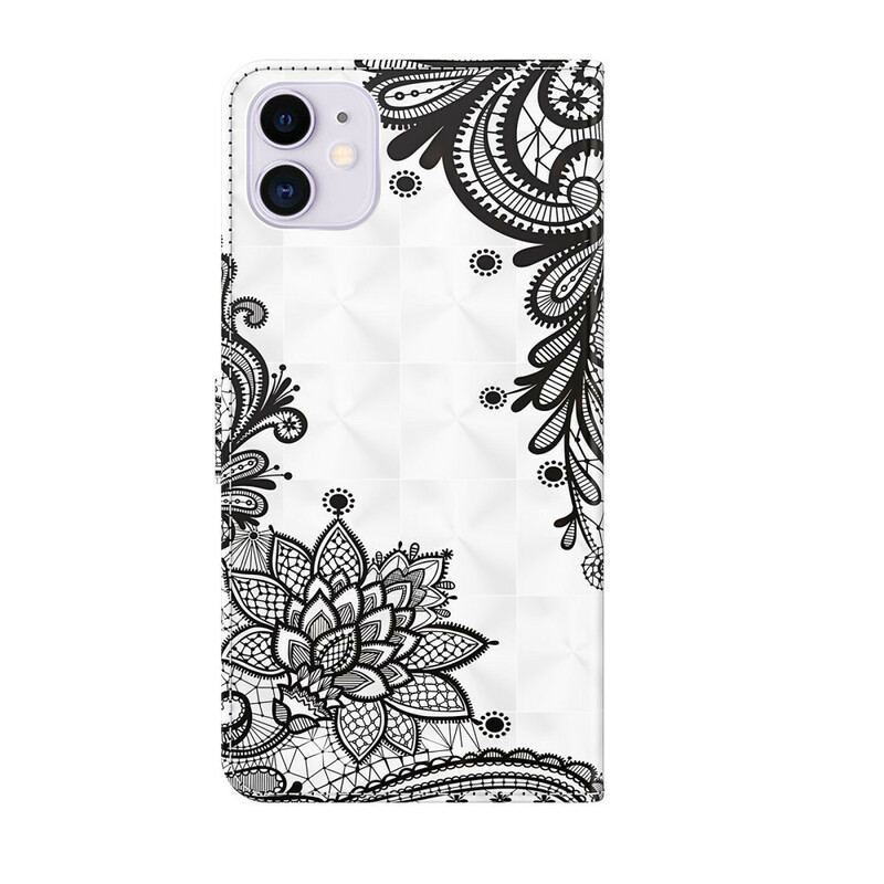 Læder Cover iPhone 13 Pro Max Blonder Blomster