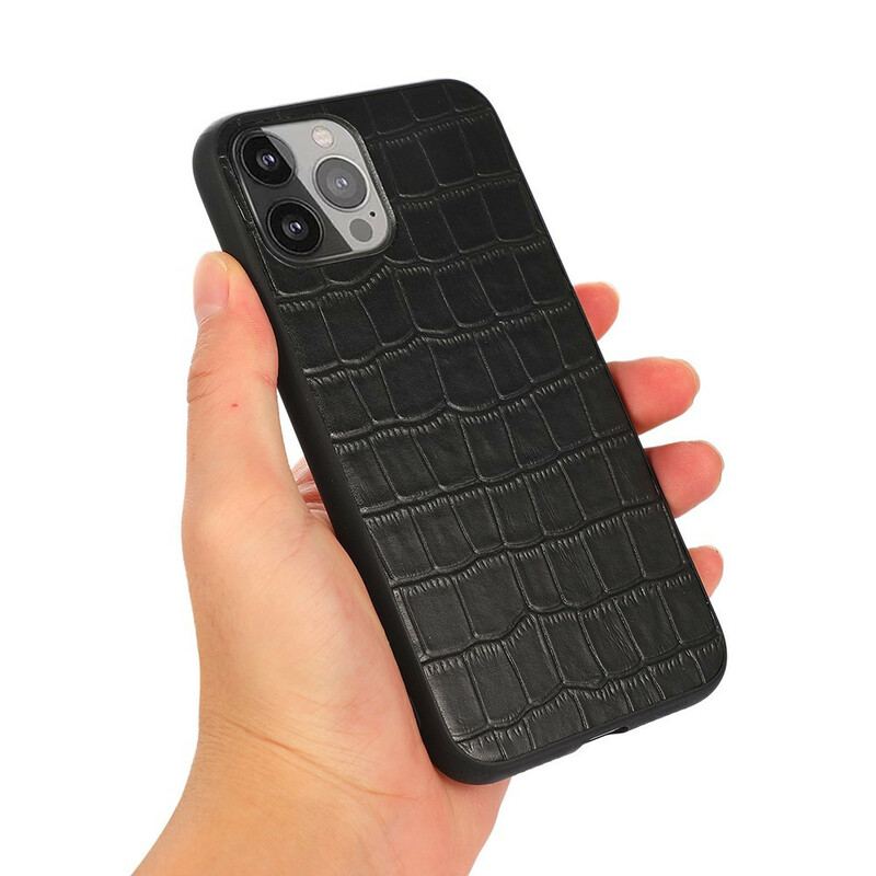 Mobilcover iPhone 13 Pro Max Ægte Crocodile Texture Læder