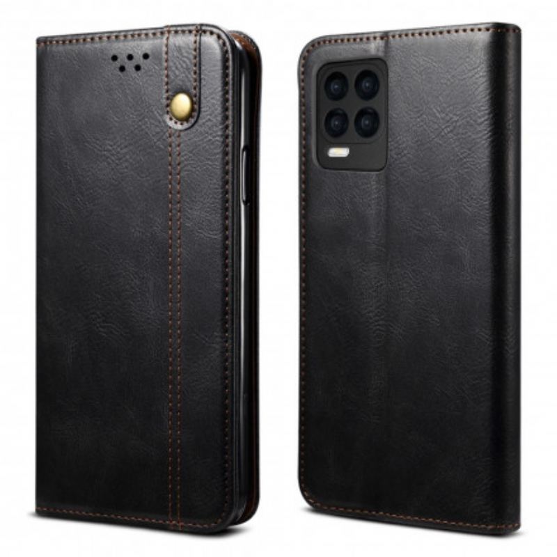 Cover Realme 8 / 8 Pro Flip Cover Voksbehandlet Kunstlæder