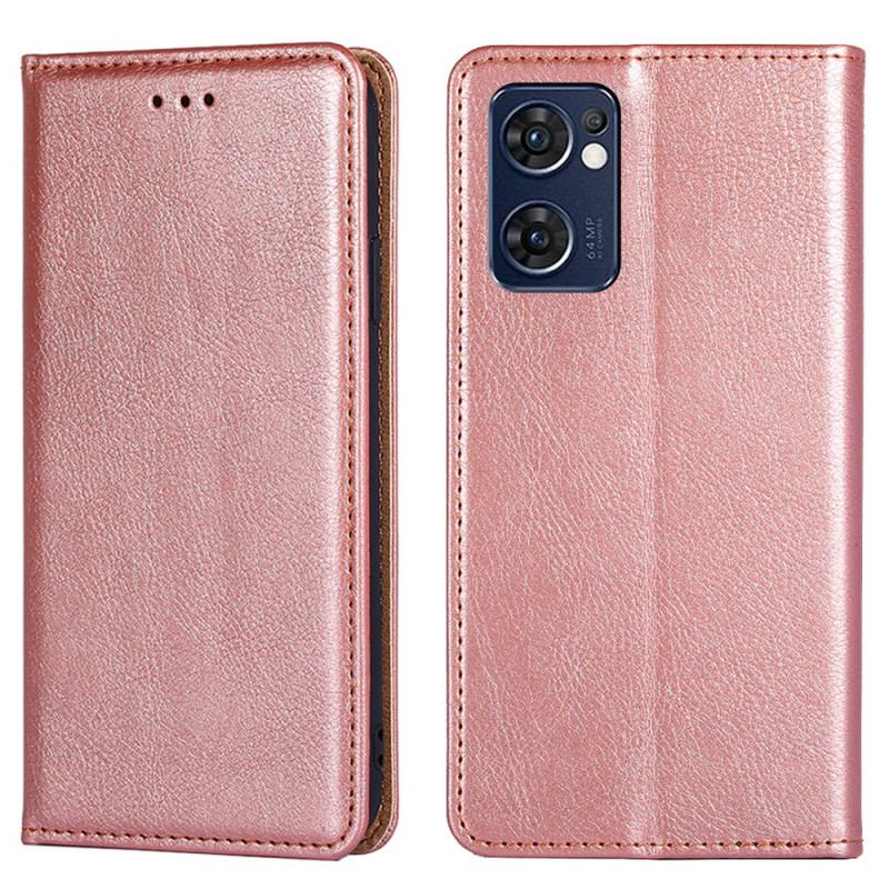 Cover Oppo Find X5 Lite Flip Cover Imiteret Lædersøm